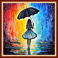 Stamped Cross Stitch Kits Embroidery kit for Beginners Adults Full Range of Embroidery Patterns Starter Kits DIY Printed Cross Stitch Kits Needlepoint Kits 11CT-Umbrella Girl 18x18 inchs