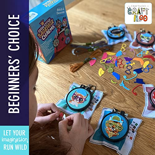 Cats Cross Stitch Kits for Kids - 5 Stamped Beginner Needlepoint Sets - view 6