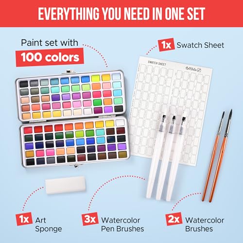 Watercolor Paint Set 100 Vibrant Colors for Adult Beginner Professional - view 4