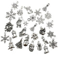 75 pcs Mixed Craft Supplies Christmas Tree Snowflakes Deer Bell Stocking Charms Pendants for Crafting Jewelry Findings Making Accessory For DIY Necklace Bracelet (M041)