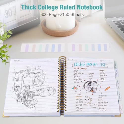 College Ruled Notebook, 8.5 x 11 Hardcover Leather Spiral Notebook Journal - view 2