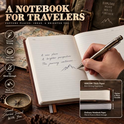 Lined Journal Notebook, 192 Numbered Pages, A5 Size (5.7'' x 8.3'') - view 3