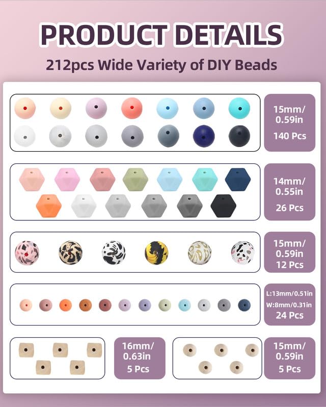 248Pcs Silicone Beads for Keychain Making Kit,15mm Silicone Beads - view 2