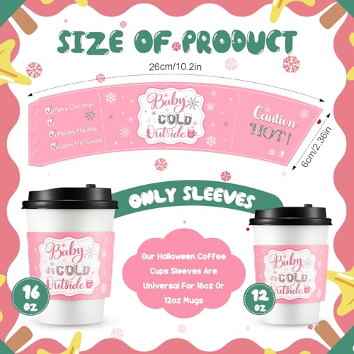 60 Pcs Christmas Baby It's Cold Outside Cup Sleeves, Pink Silver - view 2