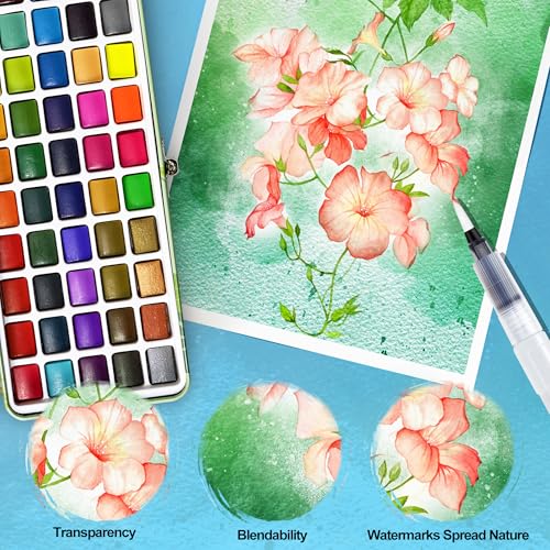 50 Colors Watercolor Paint Set, Portable Art Supplies Palette Kit - view 3