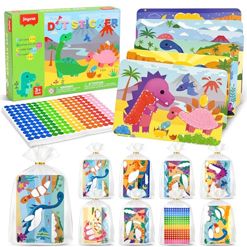 12 Pack Dinosaur Dot Art Party Favors, 2400+ Dot Stickers, Ages 3-8