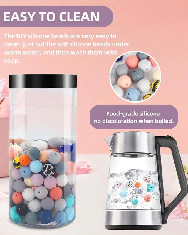 248Pcs Silicone Beads for Keychain Making Kit,15mm Silicone Beads - view 5