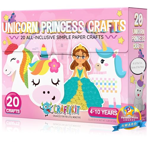 20 Award-Winning Princess & Unicorn Crafts for Kids Ages 3-10 Years, All-Inclusive Toddler Arts and Craft Kits for Kids, Fun Toddler Craft Box for Girls in Preschool