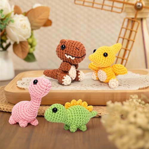 Crochet Kit for Beginners, 4 Pack Dinosaur Set Craft Set - view 7