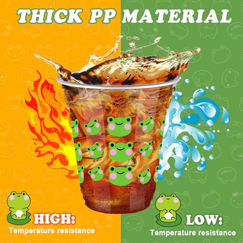 50 Pcs Frog Birthday Decorations Frog Snack Cups 12 oz Plastic Cups Cute Green Tumbler for Baby Shower Birthday Party Supplies - view 3