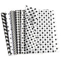 100 Sheets Black White Tissue Paper, Star Dots Stripes Waves Print