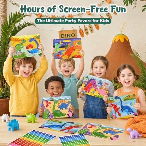 12 Pack Dinosaur Dot Art Party Favors, 2400+ Dot Stickers, Ages 3-8 - view 4