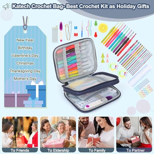 85-Piece Crochet Hooks Set, Crochet Hook Kit with Storage Case, Ergonomic Knitting Needles Weave Yarn Kits DIY Hand Knitting Craft Art Tool for Beginners and Experienced Crochet Lovers - view 5