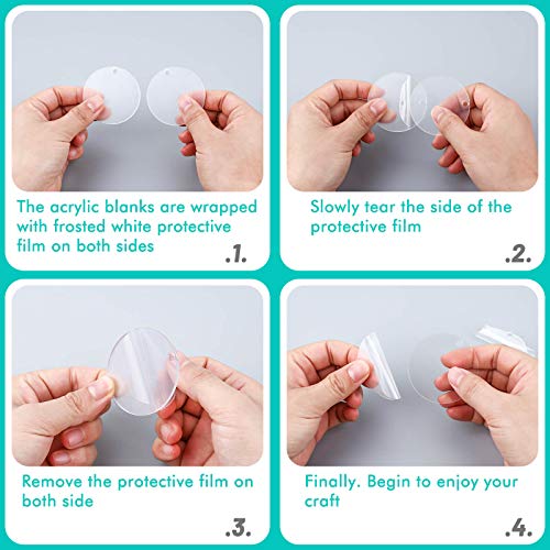 Blank Keychain Set, 120pcs Including Acrylic Discs, Tassels, Gold Keychains and Jump Rings for DIY Craft Kit - view 4
