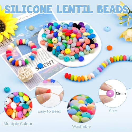 180PCS Silicone Lentil Beads,12mm Spacer Beads - view 3