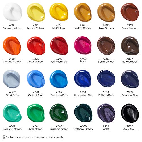 Acrylic Paint Set, 24 Colors, 22 ml / 0.74 oz Tubes, High-Viscosity - view 2