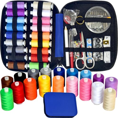 Sewing Kit with Case Portable Sewing Supplies for Home Traveler, Adults, Beginner, Emergency, Contains 18 Sewing Thread, Scissors, Needles, Measure etc (Pink) - view 6