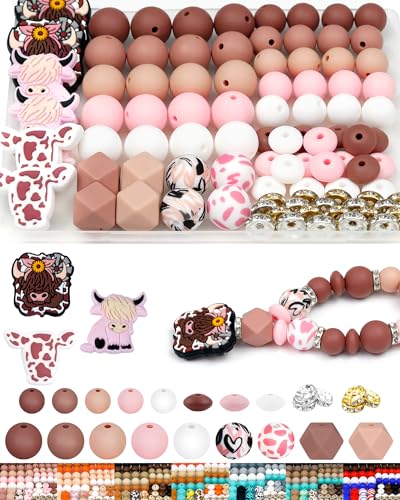 112PCS Cow Silicone Beads Kit, Black Green - view 8