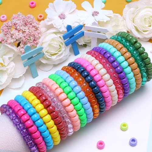 Pony Beads 4500+ Multicolor 6x9mm Plastic Kandi Bead Bulk for Bracelets - view 5