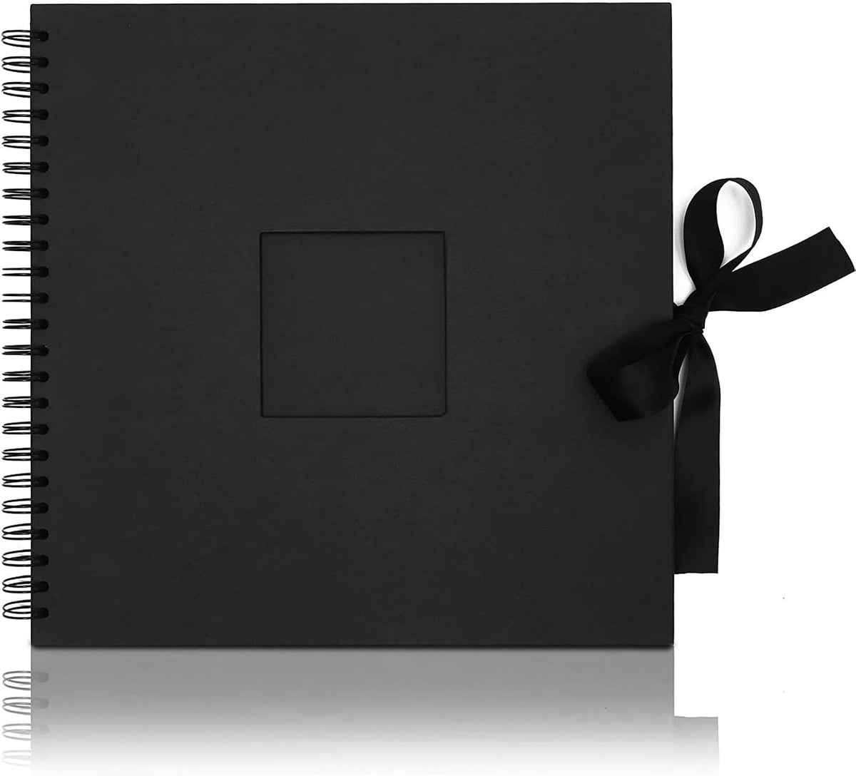 Spiral-Bound Scrapbook Album - Silk Ribbon Cover for Wedding Scrapbook - Durable Hardcover Black Paper Photo Albums - Complete Scrapbooking Supplies Kit, 80 Pages - 12.25 x 12.25 in, Black - view 3