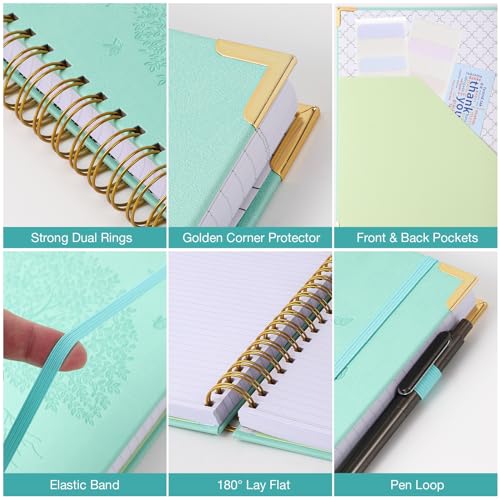 College Ruled Notebook, 8.5 x 11 Hardcover Leather Spiral Notebook Journal - view 5