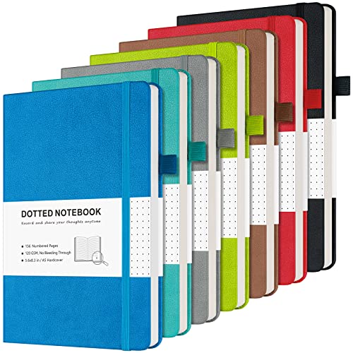 Hardcover Leather Dotted Journal Notebook, 120GSM Thick Paper,Numbered Page