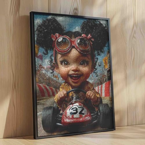 Black Girl Jigsaw Puzzles for Adults 1000 Pieces,Racing Girl Afro Art Puzzle for Adults DIY Crafts Jigsaw Puzzles for Home Decoration Gifts,African Family Challenging Puzzle for Game Nights - view 4