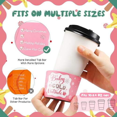 60 Pcs Christmas Baby It's Cold Outside Cup Sleeves, Pink Silver - view 4