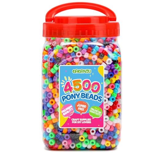 Pony Beads 4500+ Multicolor 6x9mm Plastic Kandi Bead Bulk for Bracelets - view 2