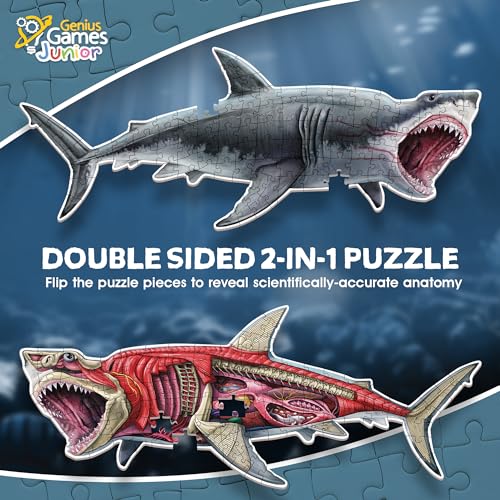 Shark Animal Anatomy Floor Puzzle | 100-Piece Double Sided Jigsaw Puzzle | Large Floor Puzzles for Kids Ages 4-8, 3-5, 8-10 | Fun and Educational Toy for Kids, Toddlers and Families - view 3