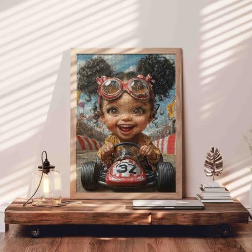 Black Girl Jigsaw Puzzles for Adults 1000 Pieces,Racing Girl Afro Art Puzzle for Adults DIY Crafts Jigsaw Puzzles for Home Decoration Gifts,African Family Challenging Puzzle for Game Nights - view 3