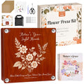 Large Flower Press Kit for Adults with Designed Cover and DIY Album, 10.9" x 10.9" 10 Layers Plant Press and Plant Drying Toolkit, Flower Preservation Kit (Color Box, Mahogany Color)
