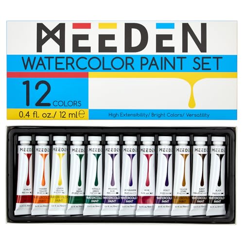 Watercolor Paint Tubes Set: 12 x 12ml (0.4 oz) Colors Painting Set