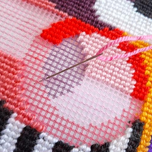 Abstract Stamped Cross-Stitch Kit for Adults and Beginners — Vivid Women in Abstract 16″ × 16″ with Clear, Precise Printed Design on Cotton Canvas; Includes 2 Needles, Yarn, and Easy-Read Chart - view 5