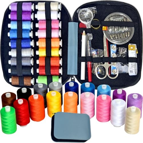 Sewing Kit with Case Portable Sewing Supplies for Home Traveler, Adults, Beginner, Emergency, Contains 18 Sewing Thread, Scissors, Needles, Measure etc (Pink) - view 8