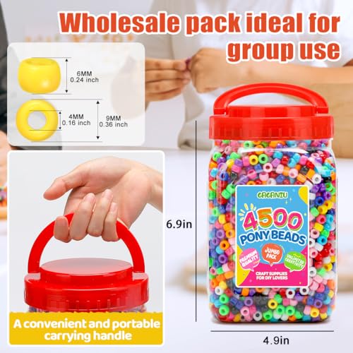 Pony Beads 4500+ Multicolor 6x9mm Plastic Kandi Bead Bulk for Bracelets - view 4