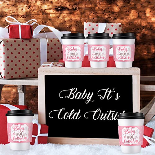 60 Pcs Christmas Baby It's Cold Outside Cup Sleeves, Pink Silver - view 6