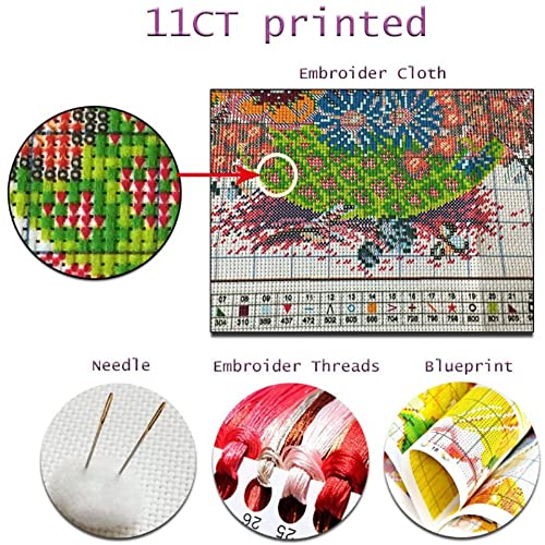 Stamped Cross Stitch Kits Embroidery kit for Beginners Adults Full Range of Embroidery Patterns Starter Kits DIY Printed Cross Stitch Kits Needlepoint Kits 11CT-Umbrella Girl 18x18 inchs - view 3