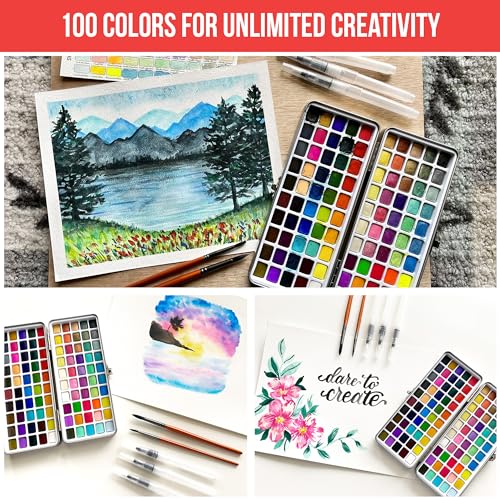 Watercolor Paint Set 100 Vibrant Colors for Adult Beginner Professional - view 2
