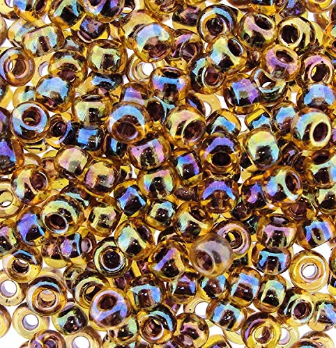 6/0 Round Berry Lined LT Topaz AB Seed Beads APPX 20GM Tube