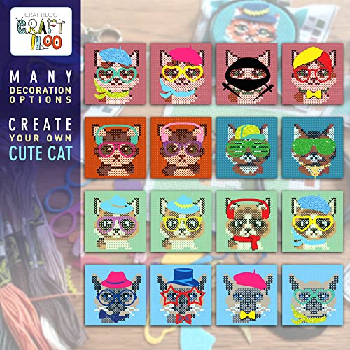 Cats Cross Stitch Kits for Kids - 5 Stamped Beginner Needlepoint Sets - view 5