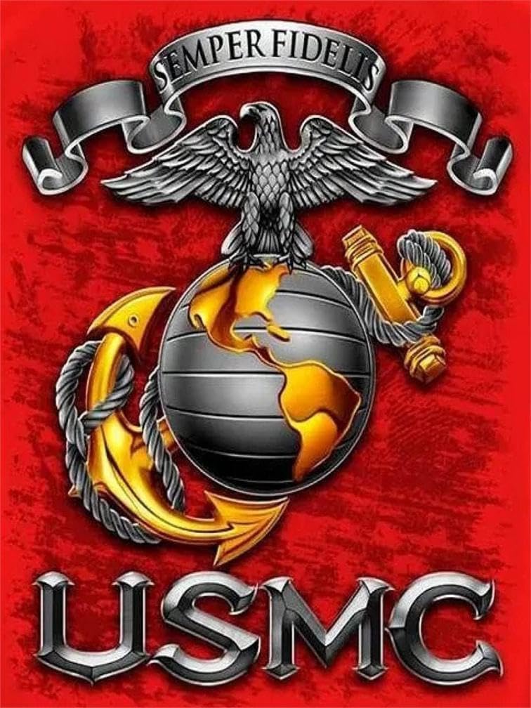5D Diamond Art Painting Kit Marine M Corps16X20 inches for Adults | DIY Round Full Drill Crystal Rhinestone Embroidery Cross Stitch Arts Craft for Home Wall Decor