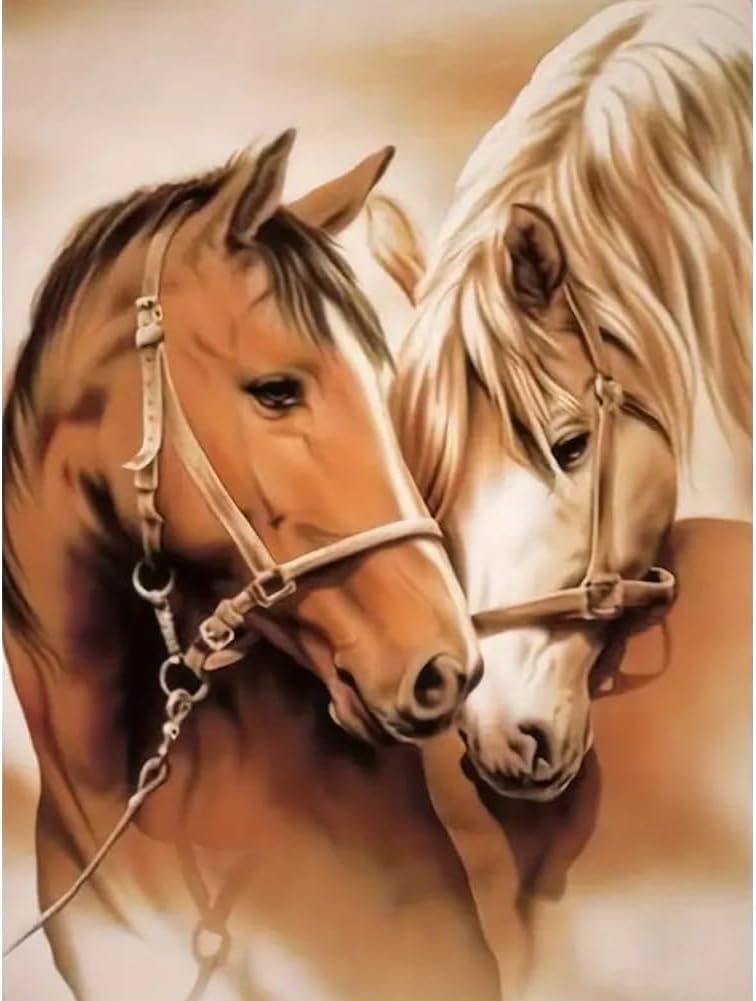 Diamond Art Painting Kits for Adults Horse, Round Full Drill Diamond Art Kits, 5D DIY Paint with Diamonds Crafts for Home Wall Decoration Gifts 12×16Inch, Animal
