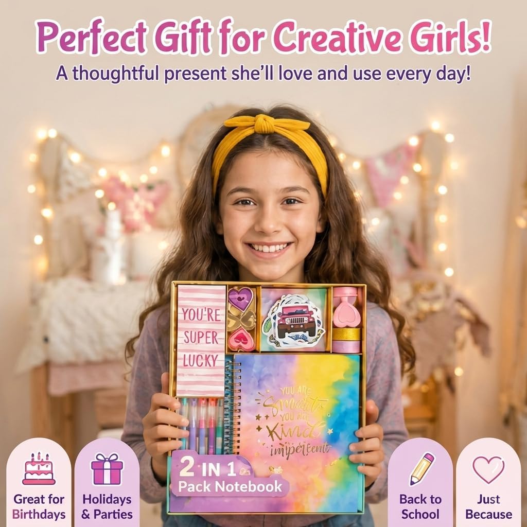 200+ PCS DIY Journal Kit for Teen Girls, Gifts for 6-14 Year Old Girl | DIY Memories of Happy Meaningful Day | Birthday Gifts Idea | Loved by 6-12 Year Old Girls | More Fun Included Items - view 5