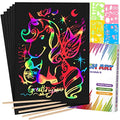 60 PCS Rainbow Scratch Art Paper for Kids, Magic Scratch Paper Off Set Art and Craft Supplies, Black Scratch Pads Party Game Activities Birthday Gifts for Girls Boys 3 4 5 6 7 8 9 Years Old