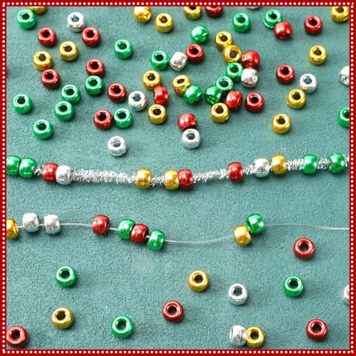 1200Pcs Christmas Color Pony Beads Bulk for Jewelry Making Bracelets - view 3