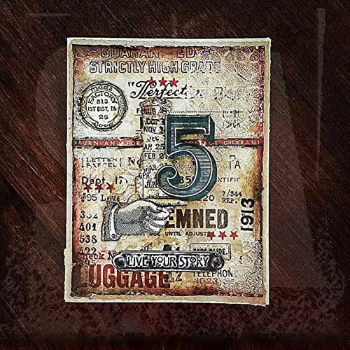Vintage Post Mail Clear Stamp Set, 7.3x9.2 Inch Retro Industrial Rubber Stamps with Numbers Words Phrases for DIY Scrapbooking, Card Making, Junk Journal, Ephemera Collage - view 3