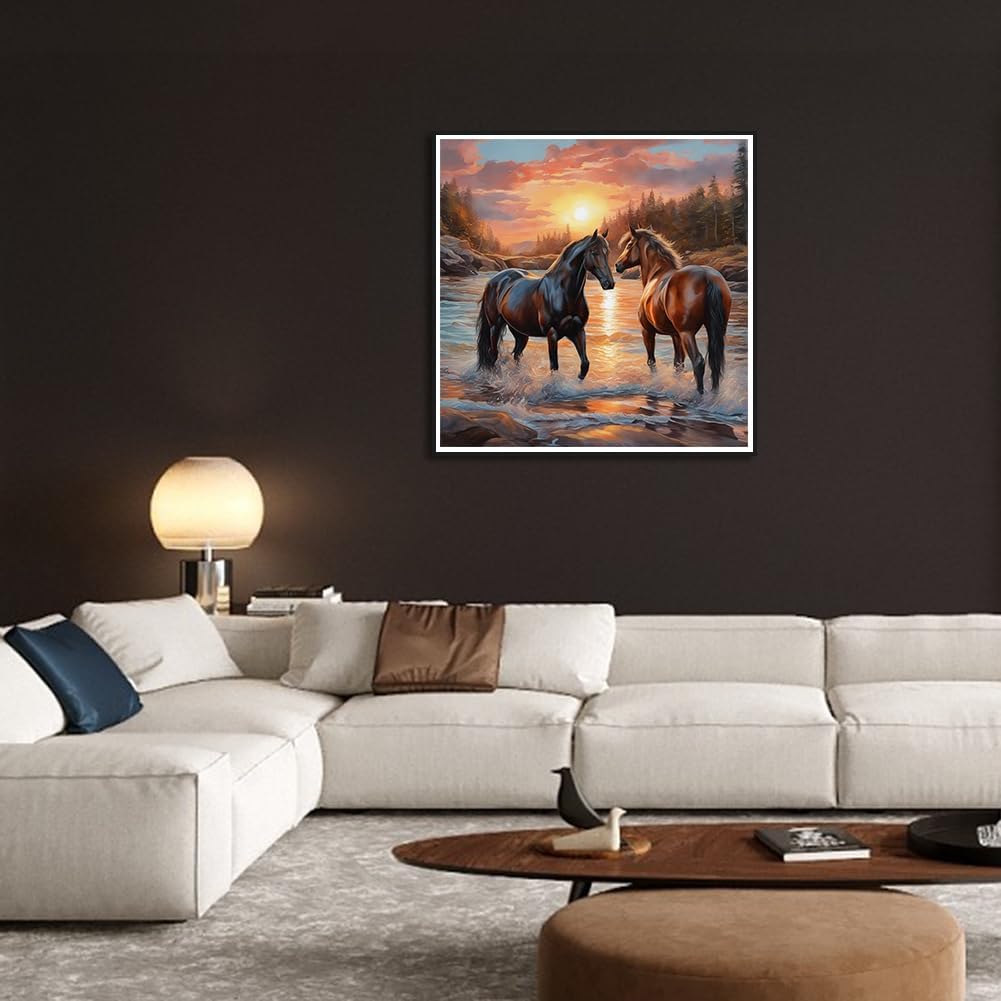 Diamond Painting Kits for Adults, Horse Round Full Drill Diamond Art Kits, 5D DIY Paint with Diamonds Crafts for Home Wall Decoration Gifts 12×12Inch, Animal - view 5