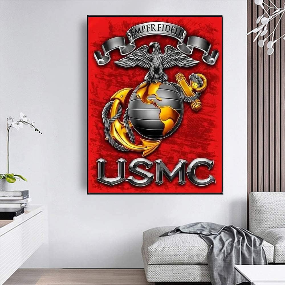 5D Diamond Art Painting Kit Marine M Corps16X20 inches for Adults | DIY Round Full Drill Crystal Rhinestone Embroidery Cross Stitch Arts Craft for Home Wall Decor - view 3
