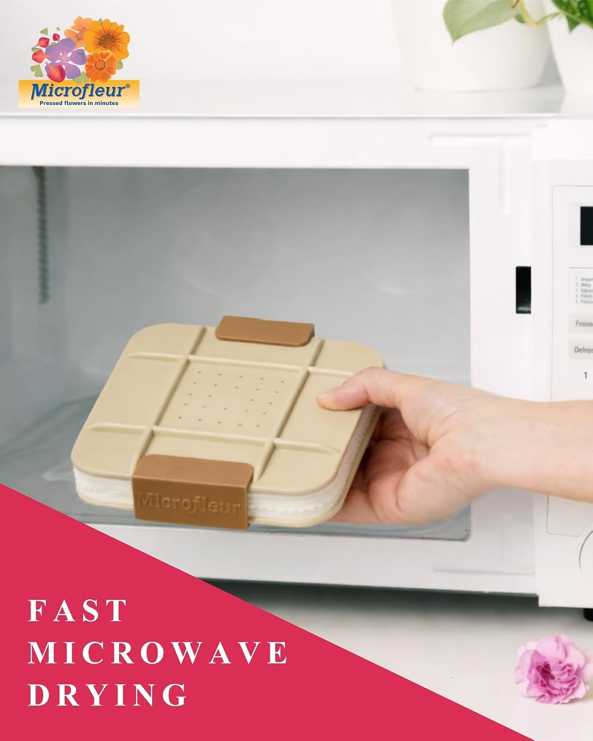 Microwave Craft Flower Preservation Press Portable Kit, 5 inch | Quick & Easy, for Pressed Blooms & Leaves, DIY Washable Absorbent Cloth for Plant Lovers, Reusable Components, Fast Drying - view 5
